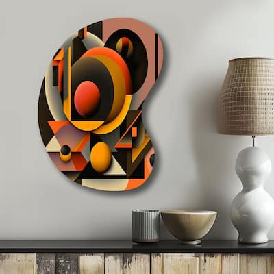 Multicolor Geometric Orange Shapes I - Abstract Geometric Metal Wall Decor - Metal Boom Shape Print