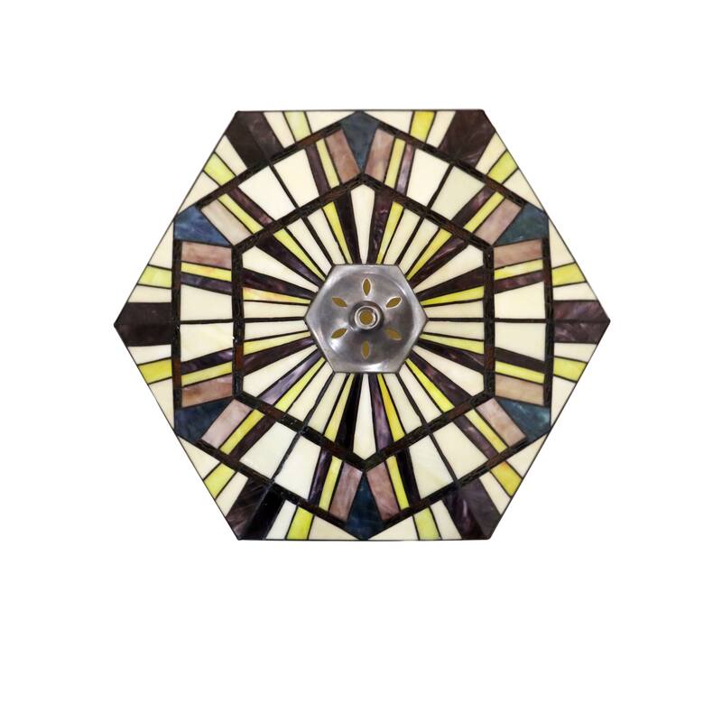 Tiffany-Style Mission-Design 3-light Blackish Bronze Pendant - Multi-Color