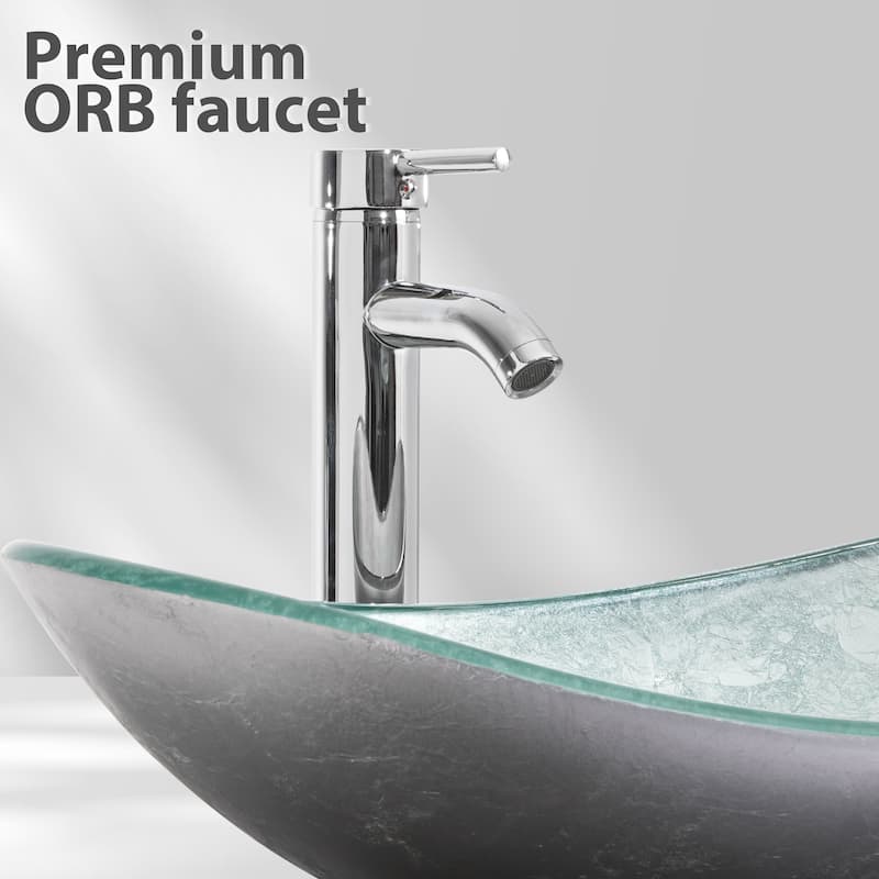 48" Bathroom Vanity Set Vessel Sink Mirror Faucet W/ Small Cabinet Combo