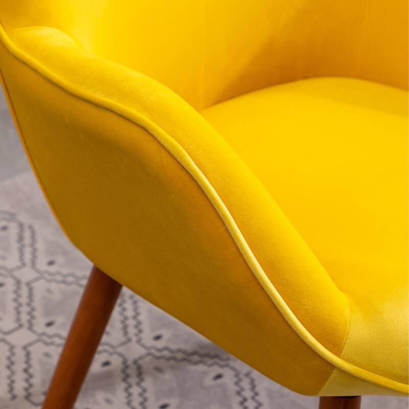 Yellow 30" Polyester Button Tufted Accent Chair