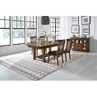 Simply Solid Periander Trestle Dining Table Set with Slatback Chairs & Server