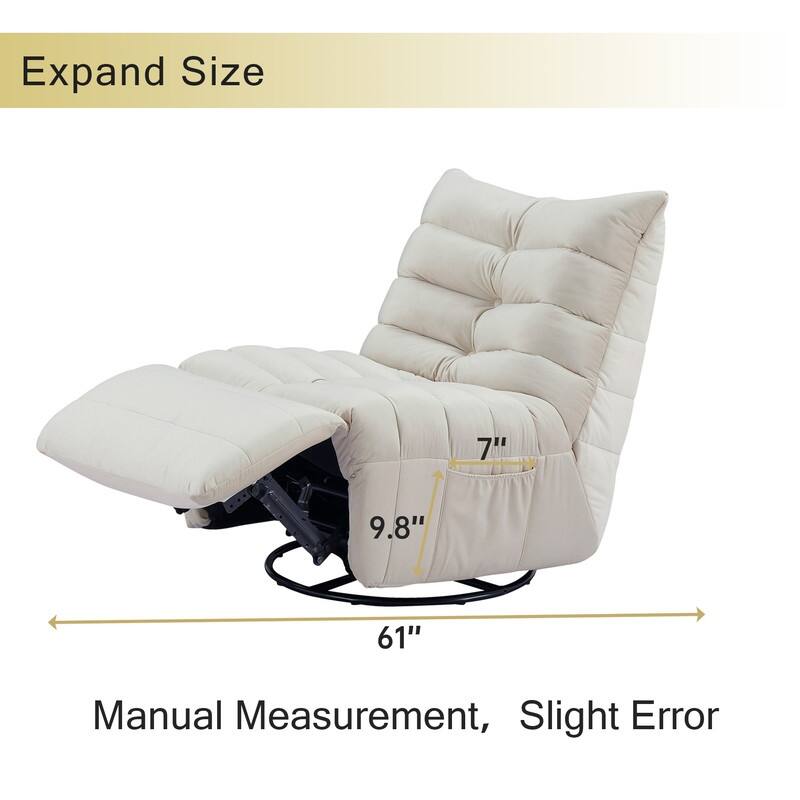 29.1" velvet off-white lazy lift sofa chair with arm pockets