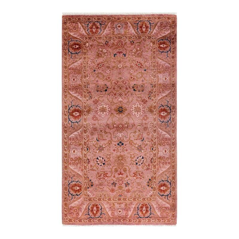 Overton Hand Knotted Wool Vintage Inspired Modern Contemporary Overdyed Pink Area Rug - 3' 1" x 5' 7"