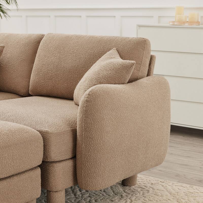 2-seater Loveseat Sofa Couch With Distinctive Shell-shaped Armrests And Removable Ottoman