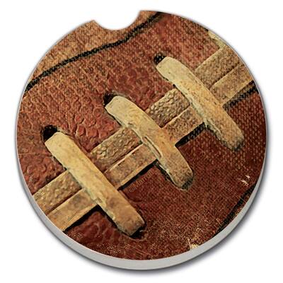 Absorbent Stone Car Coasters - Football - Set of 2 - 2.622