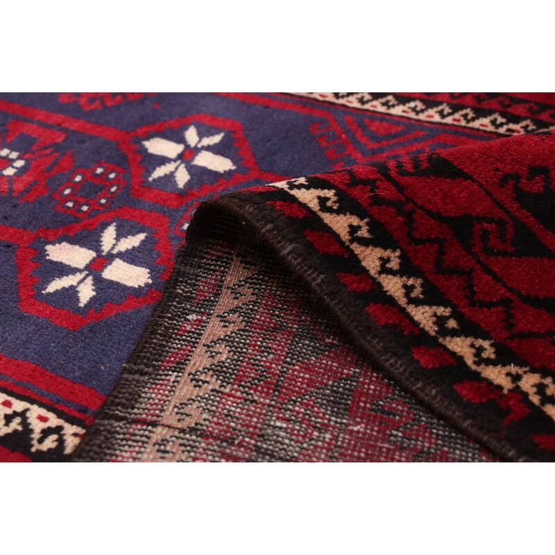 ECARPETGALLERY Hand-knotted Baluch Red Wool Rug - 3'8 x 7'6