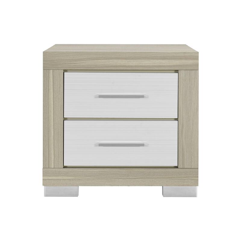 HomeRoots 23" Natural And White Wood Square Two Drawer Nightstand