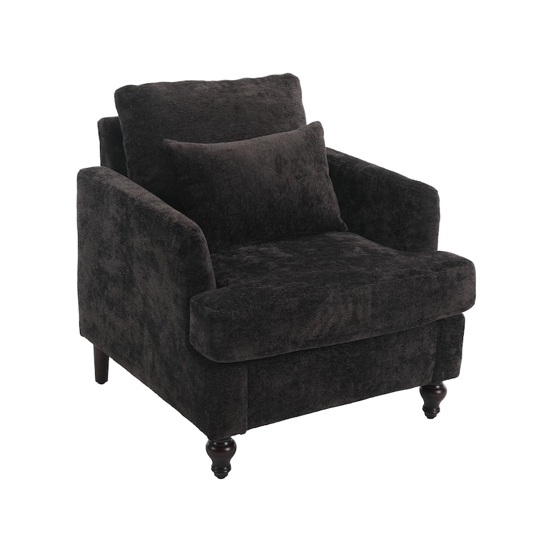 29.53" Chenille Upholstered Arm Chair with Pillows