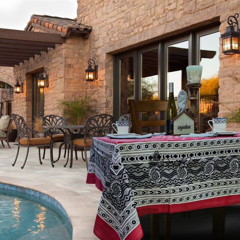 Calla Paisley Floral Cotton Tablecloth Rectangle