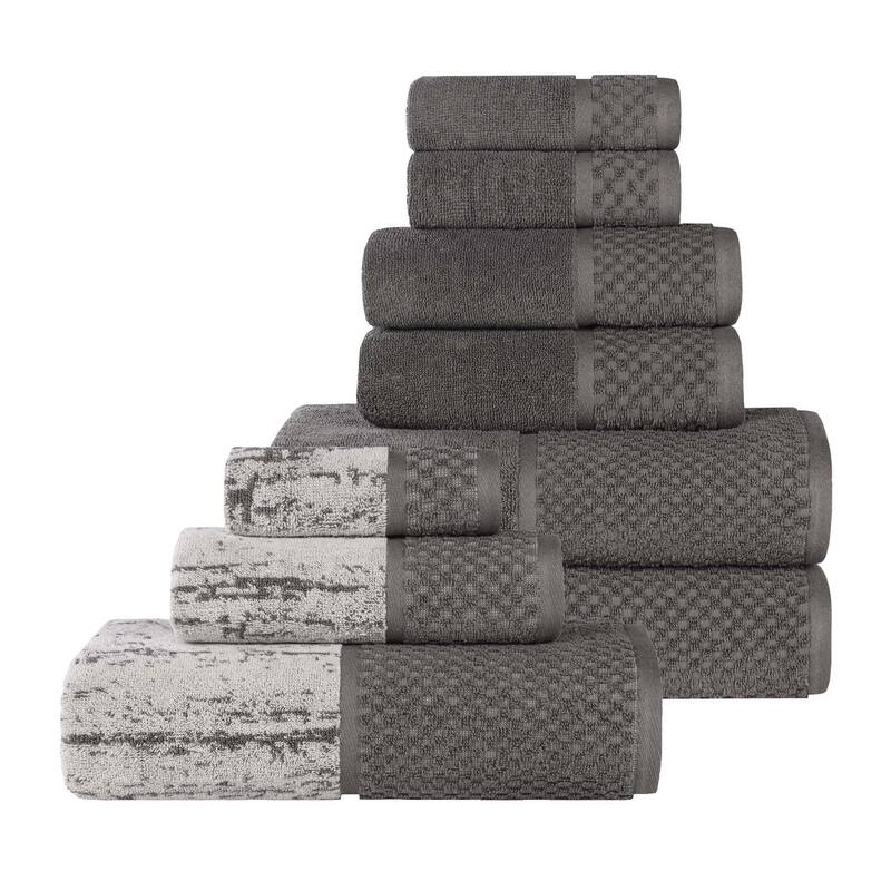 Superior Lodie Cotton Jacquard Solid and Two-Toned 9 Piece Towel Set