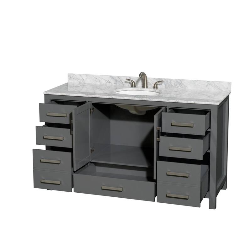 Wyndham Collection Sheffield 60" Freestanding Vanity Set with Hardwood