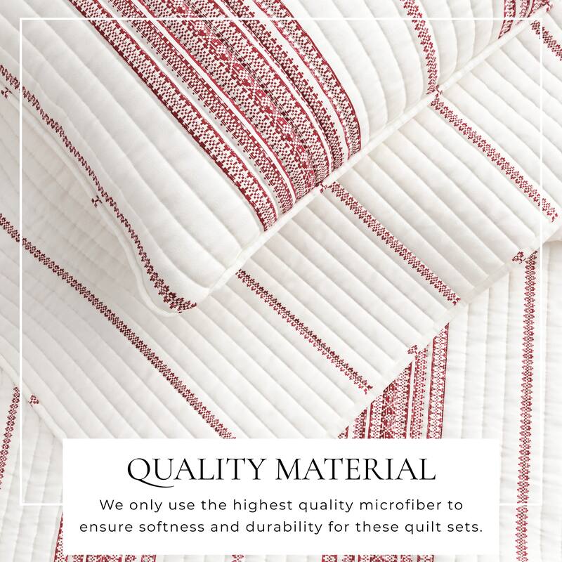 Linery & Co. Farmhouse Stripe Microfiber Quilt Set With Shams.