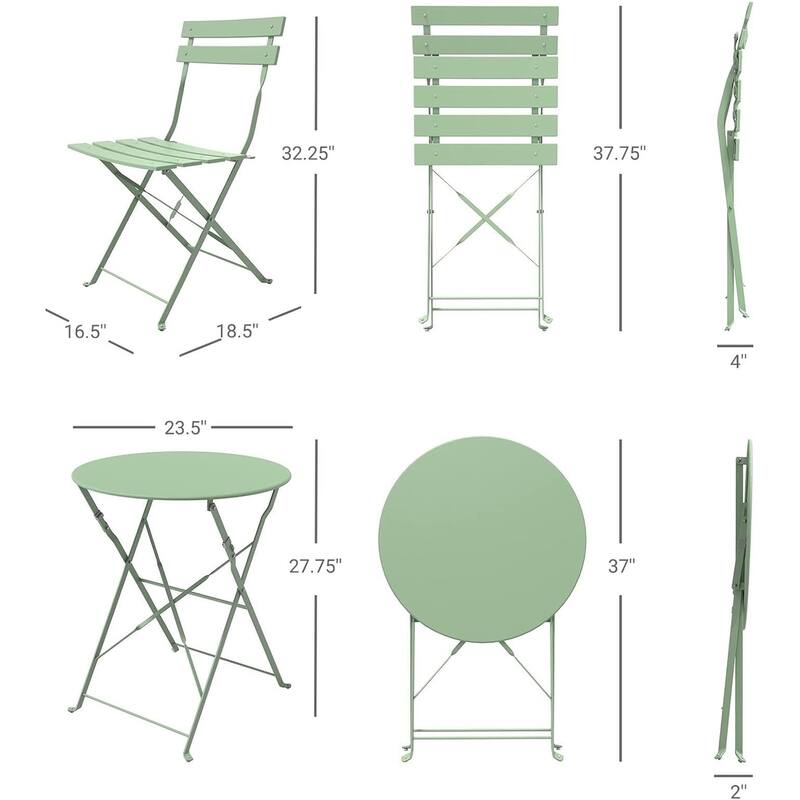 3 Piece Foldable Patio Set, Bistro Set, Outdoor Table and Chairs