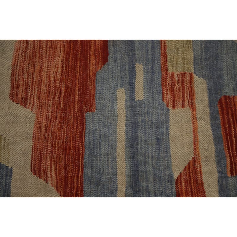 Hand Woven Oriental 100% Wool Carpet Southwestern Modern Multi-Colored Kilim Area Rug - 11' 9'' X 9' 4''