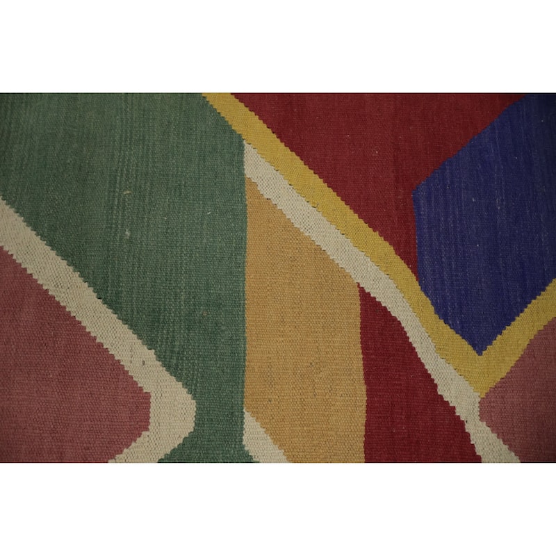 Hand Woven Oriental 100% Wool Carpet Southwestern Modern Multi-Colored Kilim Area Rug - 9' 8'' X 8' 6''