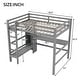 preview thumbnail 9 of 22, Full Size Loft Bed with Bulit-in Desk and Multifunction Storage Shelves, Wooden Loft Bedframe with Ladder and Guardrail