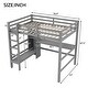 preview thumbnail 21 of 22, Full Size Loft Bed with Bulit-in Desk and Multifunction Storage Shelves, Wooden Loft Bedframe with Ladder and Guardrails