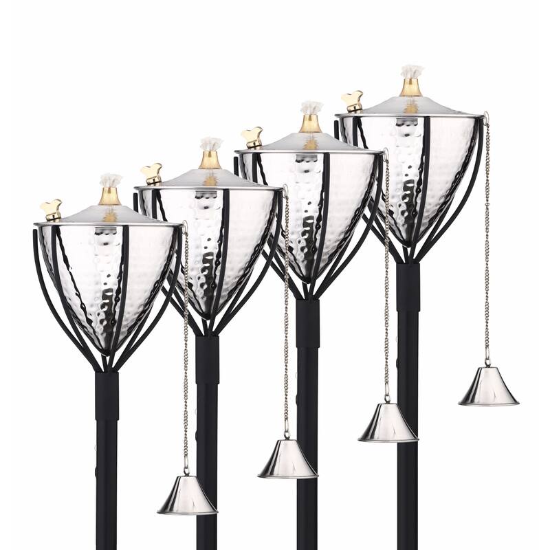 Amsterdam Tiki Torch - Hammered Nickel - 4 Pack