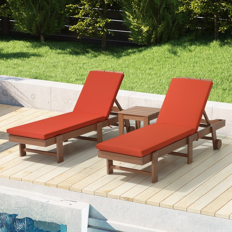 Polytrends Fading Free All Weather Outdoor Patio Chaise Lounge Cushions - (Set of 2) - 70" x 21.5" - Orange