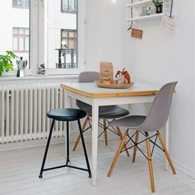 Set of 2 Mid-Century Modern Dining Chairs Armless Plastic Shell Seat with Natural WoodenEiffel Leg Base, Orange
