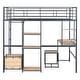 preview thumbnail 12 of 38, Full Size Metal Loft Bed with Bulit-in Desk and Stool, Heavy Duty Loft Bedframe with Cabinet and Open Storage Shelves for Kids