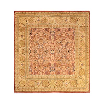 Overton Handknotted Wool Traditional Oriental Orange Square Area Rug - 6' x 9'