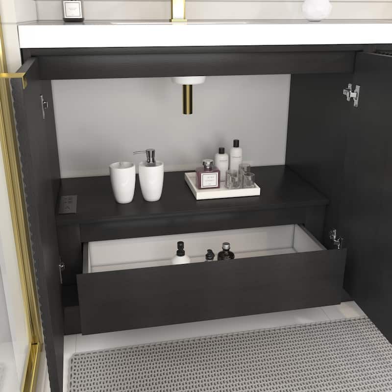 Milano 72" Freestanding Bathroom Vanity with Double White Sink