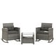 preview thumbnail 8 of 43, Corvus Fatih 3-piece Outdoor Wicker Rocking Chat Set with Cushions Dark Grey with Grey Finish