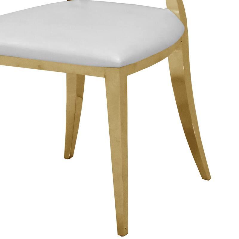 Leatherette Dining Chair Set of 2 with Stainless Steel Legs