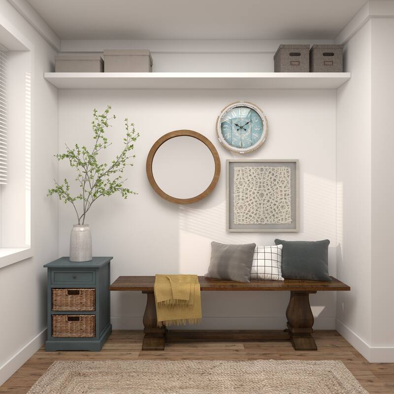 Cream, Teal, White or Brown Wood 2 Baskets and 1 Drawer Storage Unit - 16 x 13 x 28