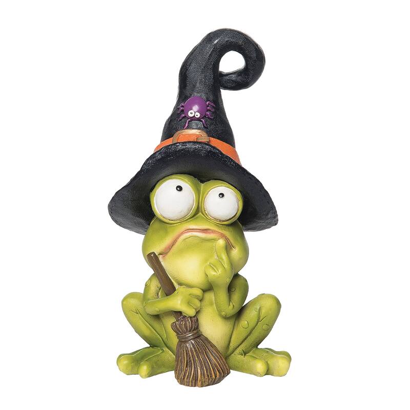 Frog with Witch Hat Halloween Figure Decoration