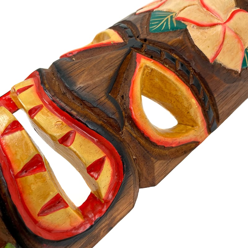 Zeckos Hand Carved Island Style Wooden Tiki Masks 10 Inch (Set Of 10)