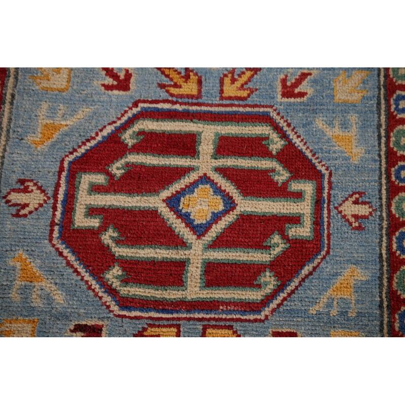 Blue Kazak Oriental Runner Rug Handmade Wool Carpet - 2'7" x 20'6"