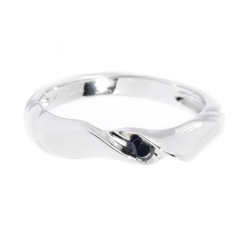 Sterling Silver 2.5Mm Round 0.07Ctw Black Spinel Stack Band Ring