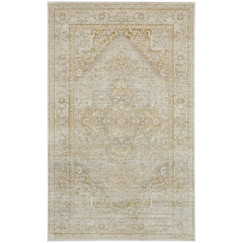 Grand Bazaar Tripoli Machine Made Oriental Modern Area Rug - 1'8" x 2'10" - Ivory/Gold