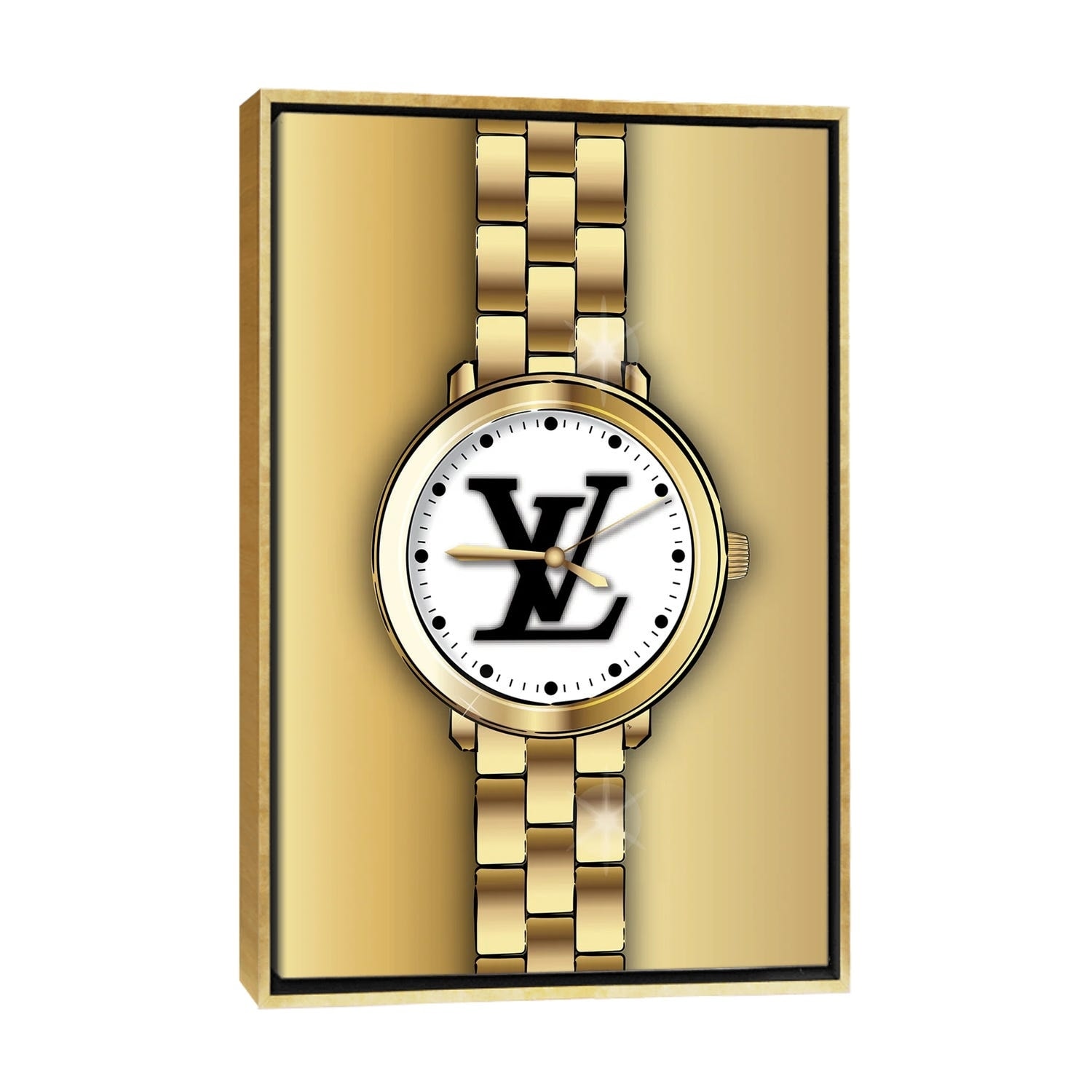 Framed Canvas Art (Gold Floating Frame) - Louis Vuitton Watch by Martina Pavlova ( Fashion > Fashion Brands > Louis Vuitton art) - 40x26 in