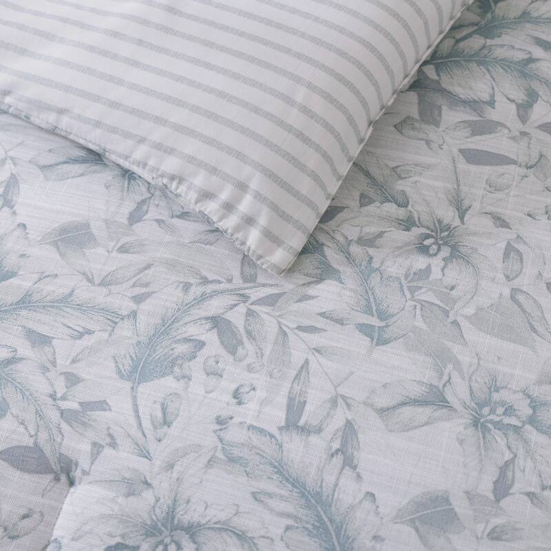 Tommy Bahama Orchid Bay Cotton Reversible Blue Comforter Set