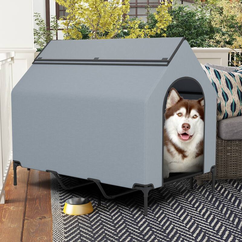 Outdoor Elevated Pet House with Ventilated Windows