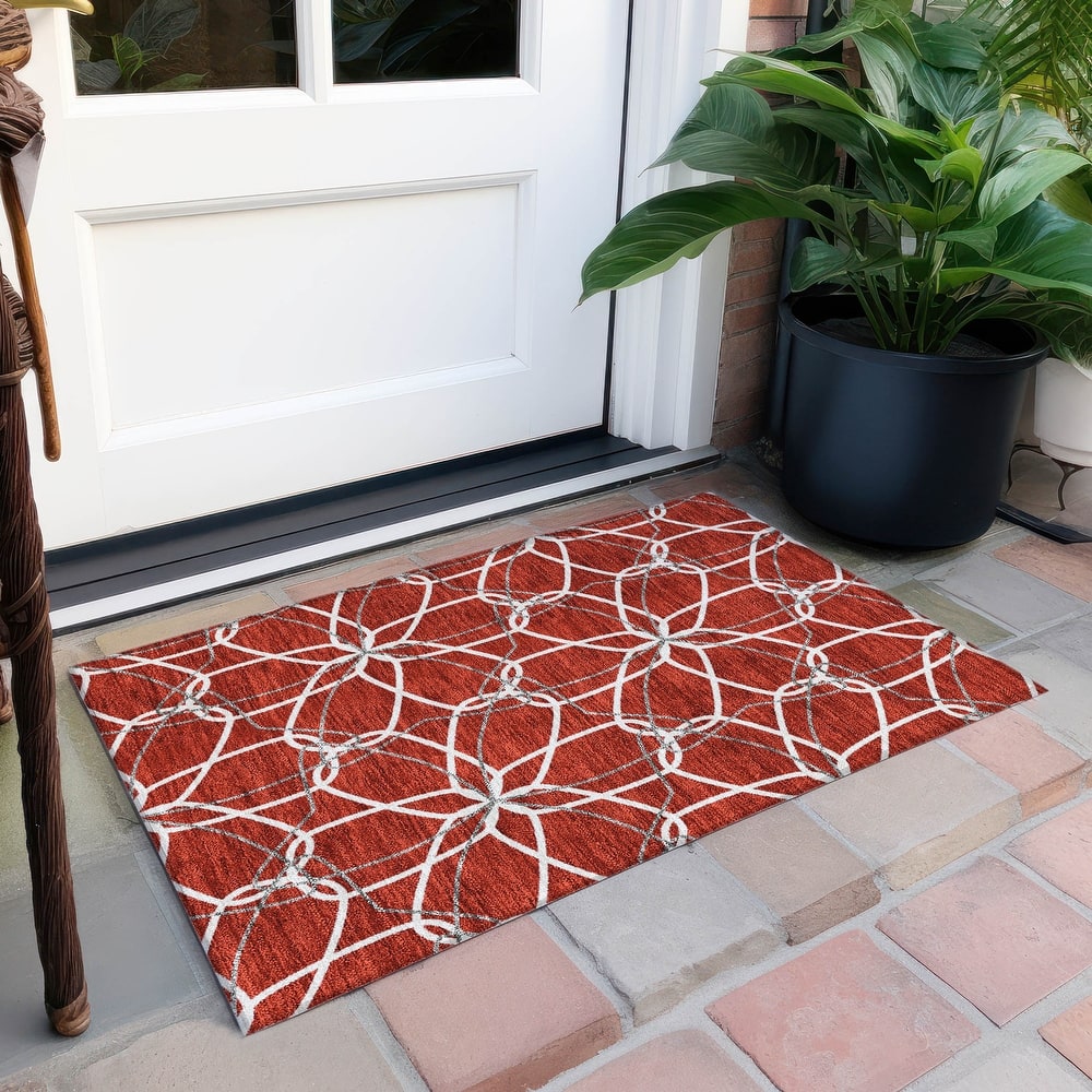 Machine Washable Indoor/ Outdoor Abstract Prism Chantille Rug