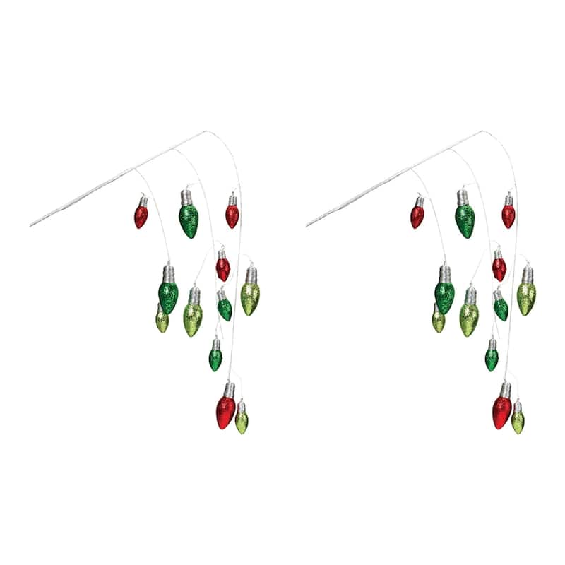 Set of 2 Hanging Light Bulb Artificial Christmas Sprays 25"