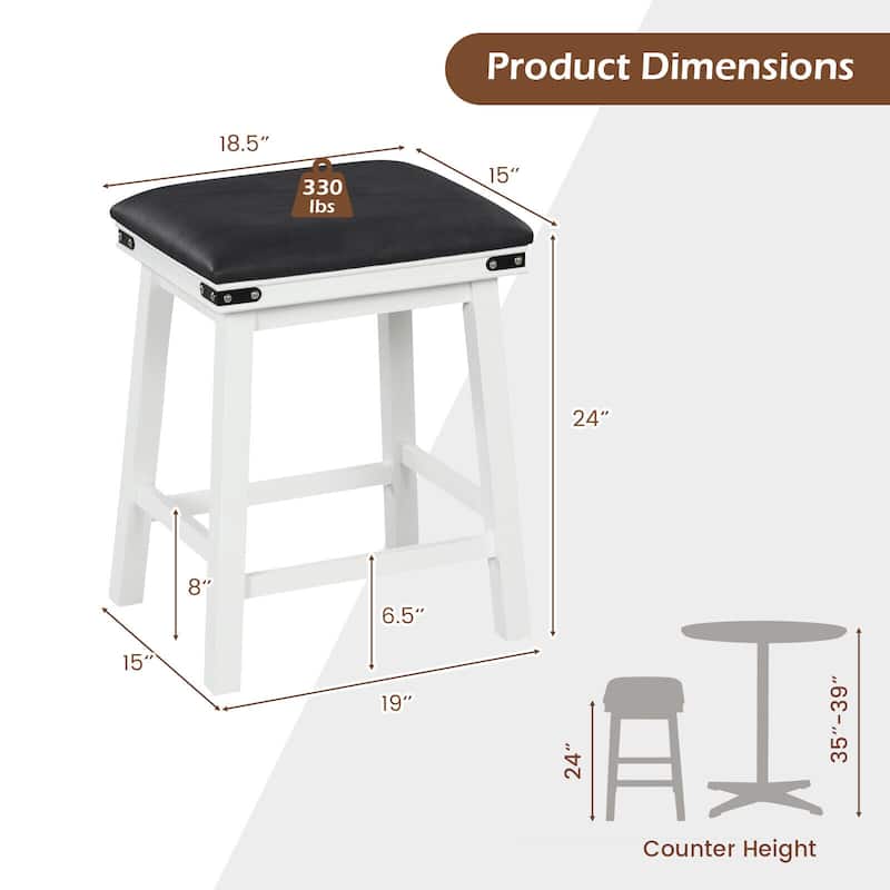 Set of 2 2 Dining Bar Stool with Rubber Wood