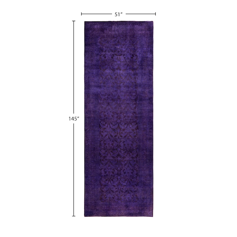 Overdyed One-of-a-Kind Hand-Knotted Area Rug - Purple - 4' 3" x 12' 1"