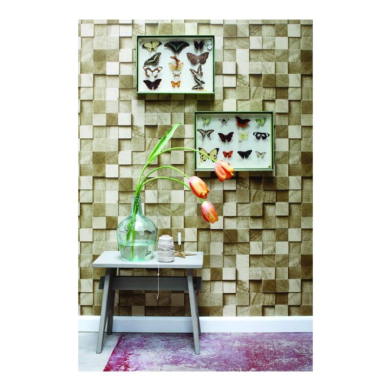 ESTA Home Tevye Gold Wood Geometric Wallpaper