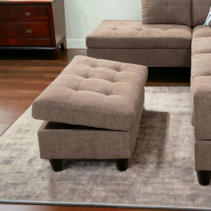 KISRAIS 34" Wide Upholstered Storage Ottoman