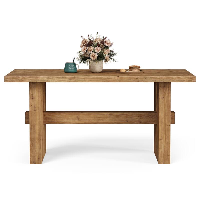Farmhouse Solid Wood Dining Table, Rectangular Kitchen Table for Dining/Living Room