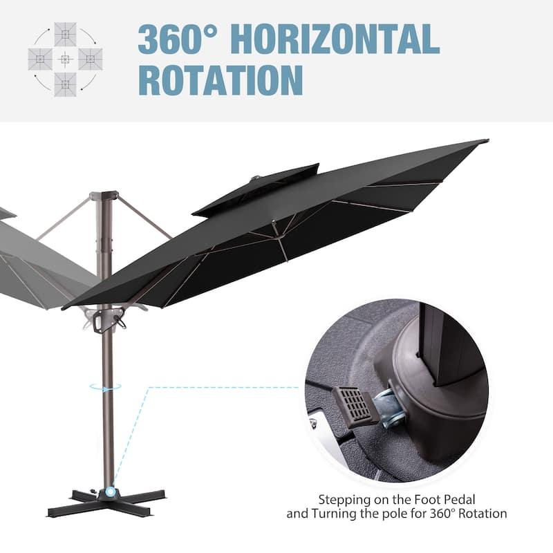 VredHom Patio Outdoor 9 x 11 FT Cantilever-Offset Umbrella with Premium Weight Base