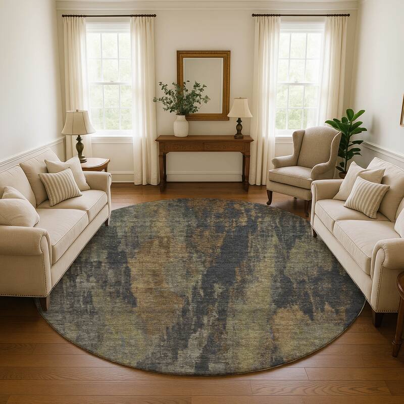 Premium Washable Super Soft Abstract Modern Mayfield Rug - Charcoal - 8' x 8'