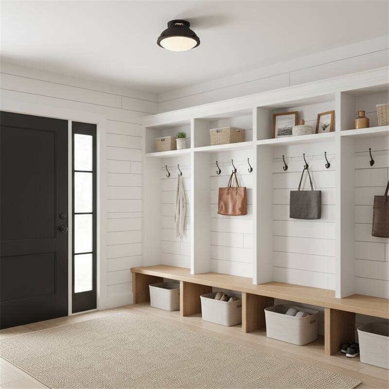 1-Light 11-in Polished Brass Flush Mount