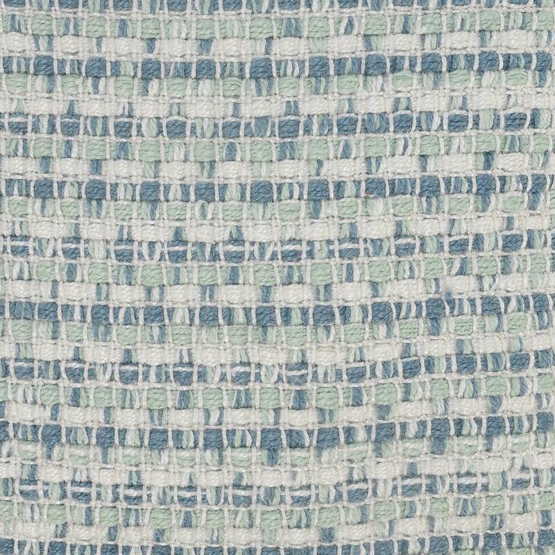 24" Blue and White Interwoven Fringed Outdoor Square Throw Pillow