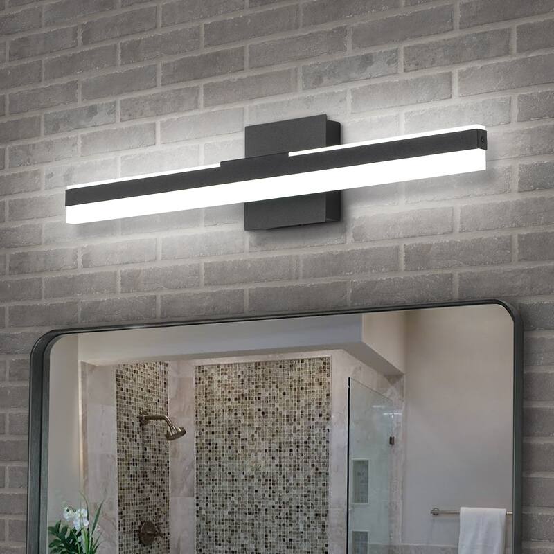 Modern Dimmable Matte Black LED Vanity Light - black